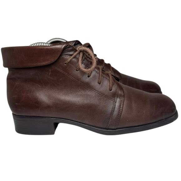 Vtg Y2K St Johns Bay Brown Leather LaceUp Ankle Boots Women 7.5 M Whimsigoth 90s - Picture 4 of 16
